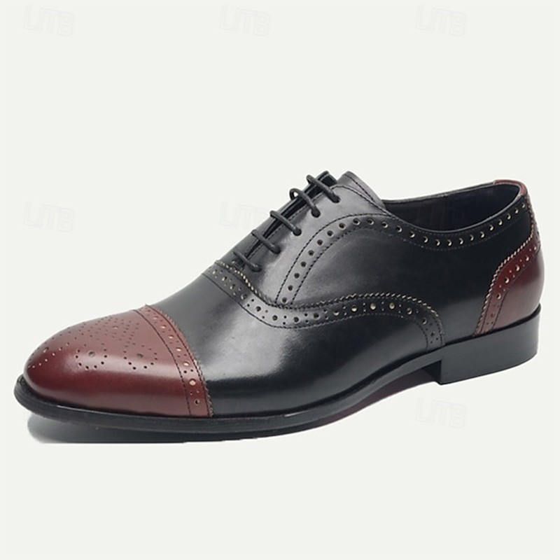 Réduction de 37.09% sur les chaussures richelieu en cuir de vachette bicolore pour homme chez LightintheBox
