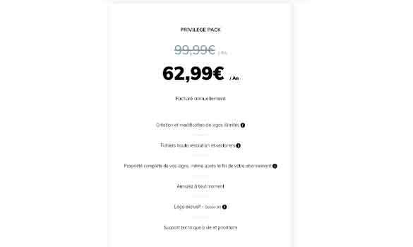 Rabais de 37% sur le privilège pack et créez des logos en illimité chez Free Logo Design